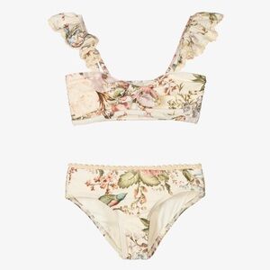 Zimmermann Kids Girls Toddler Floral Waverly Trim Frill Bikini Swimsuit 4T NWT
